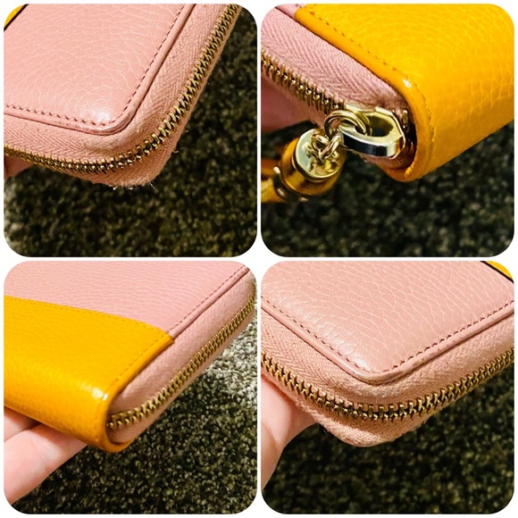 EUC GUCCI LE Japan Exclusive Two Tone Pink & Orange Leather Bamboo Long Wallet - Picture 16 of 16